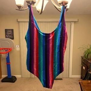 Vertical stripe bathing suit